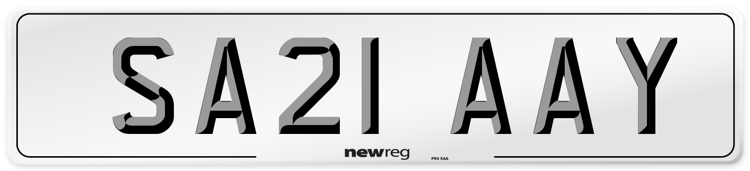 SA21 AAY Number Plate from New Reg